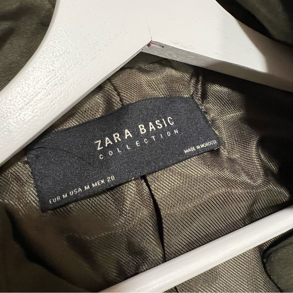 NWT ZARA Military Jacket Embroidered High Neck Coat Green M - Picture 6 of 12